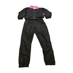 VTG RED PEPPER Track Suit Women's M 2 Piece Jacket Pants Black & Pink